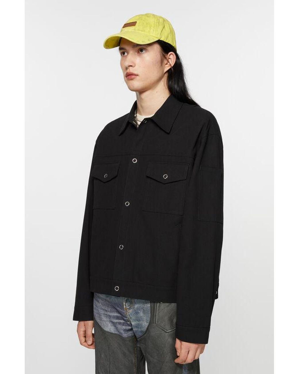 Acne Black Classic-Collar Shirt Jacket for men