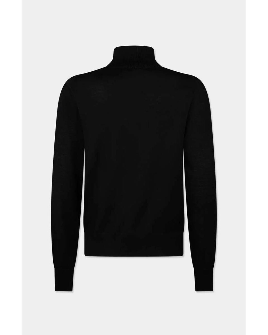 DSquared² Black D2 Logo Embroidered Turtleneck Knit Jumper for men