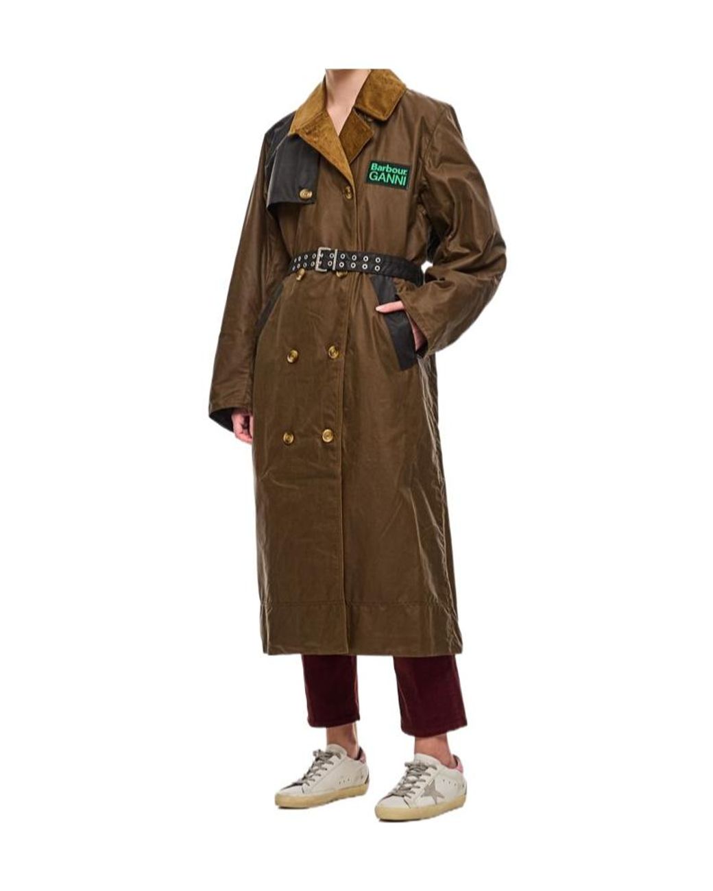 Barbour Brown X Ganni Waxed Trench Coat