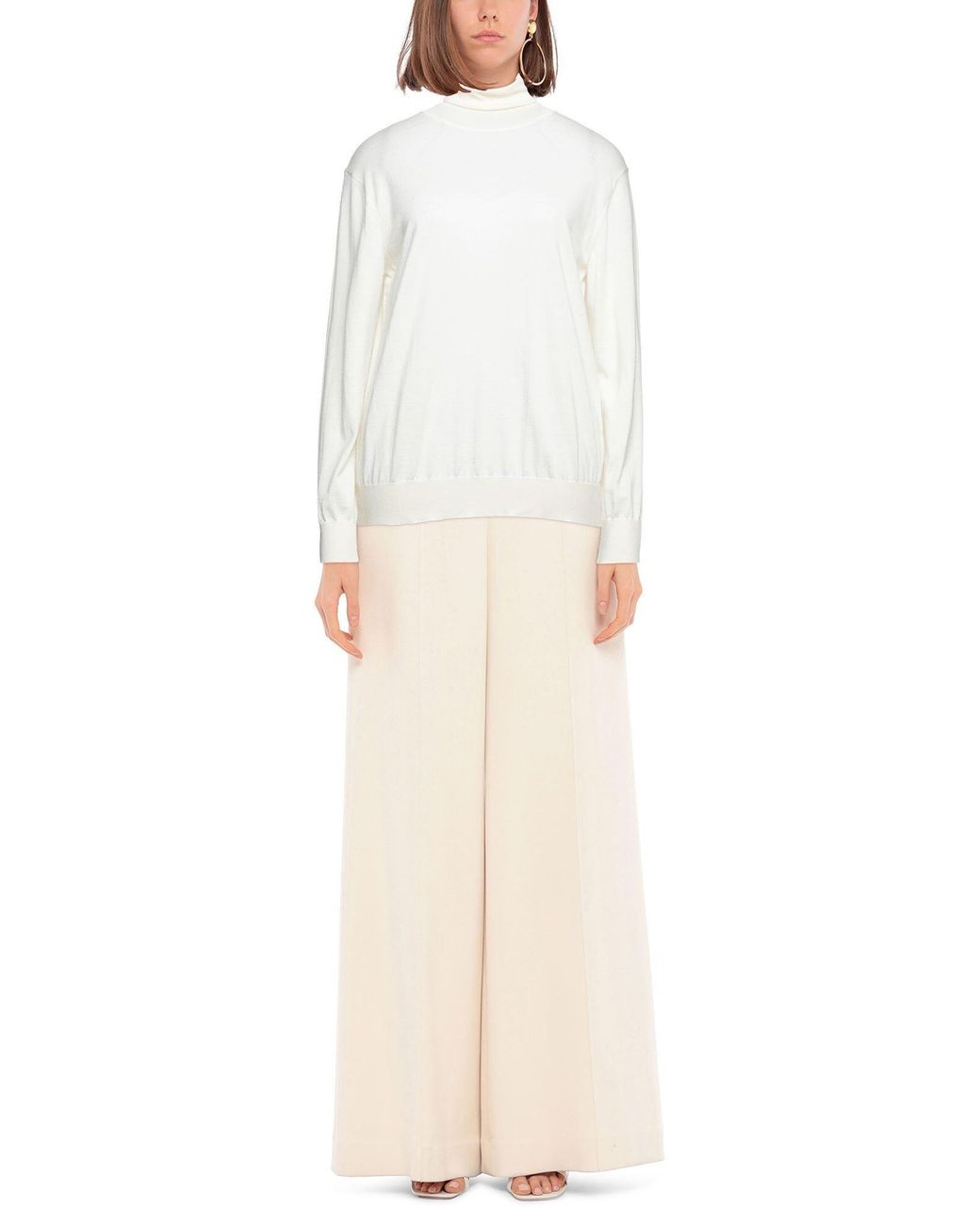 Dolce & Gabbana White Cashmere Turtleneck Knit Sweater