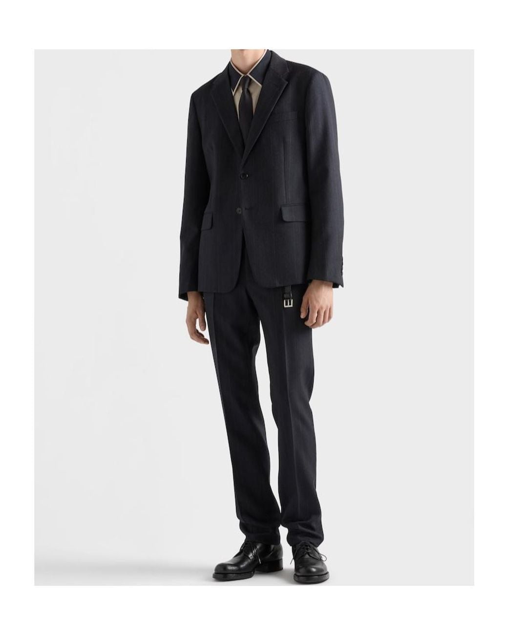 Prada Black Single-Breasted Wool Suit for men