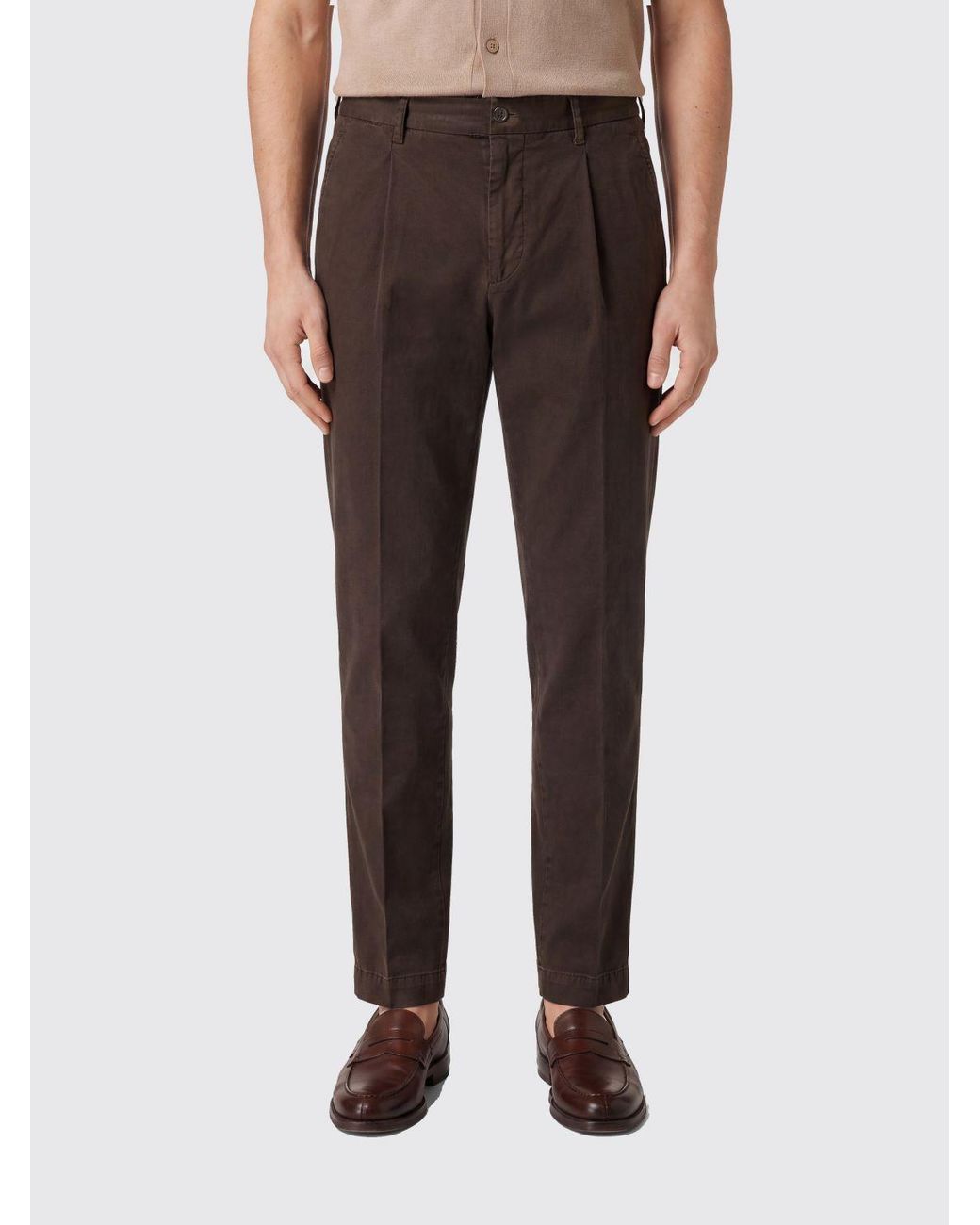 Incotex Brown Pleated Slim-Fit Pants for men