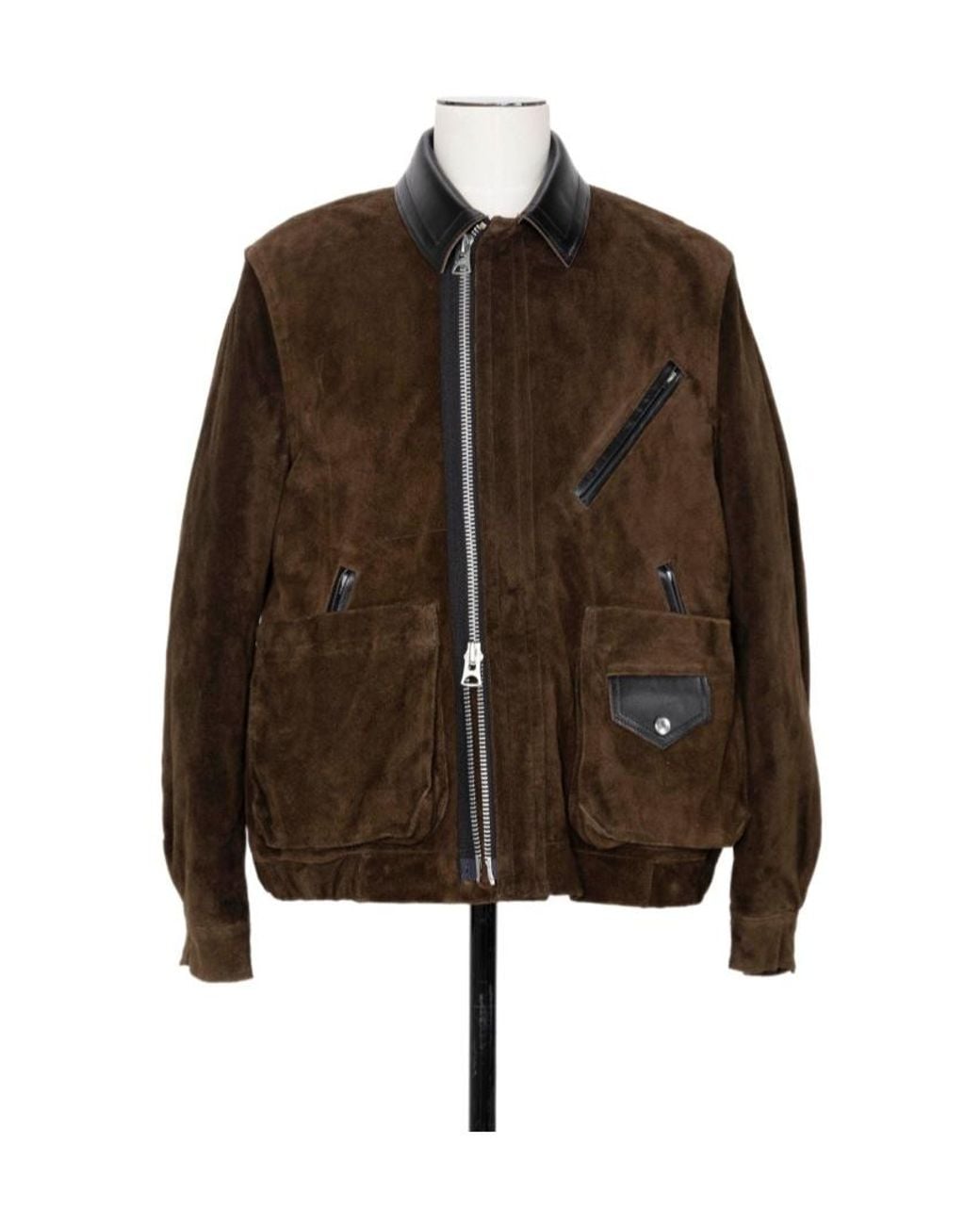 Sacai Brown Long Sleeve Zip-Up Jacket for men