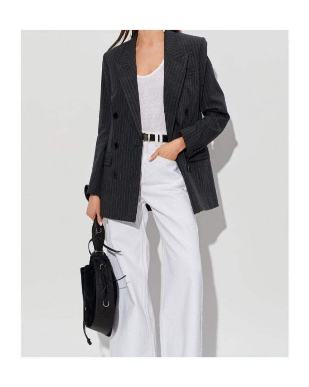 Isabel Marant Black Double-Breasted Striped Blazer