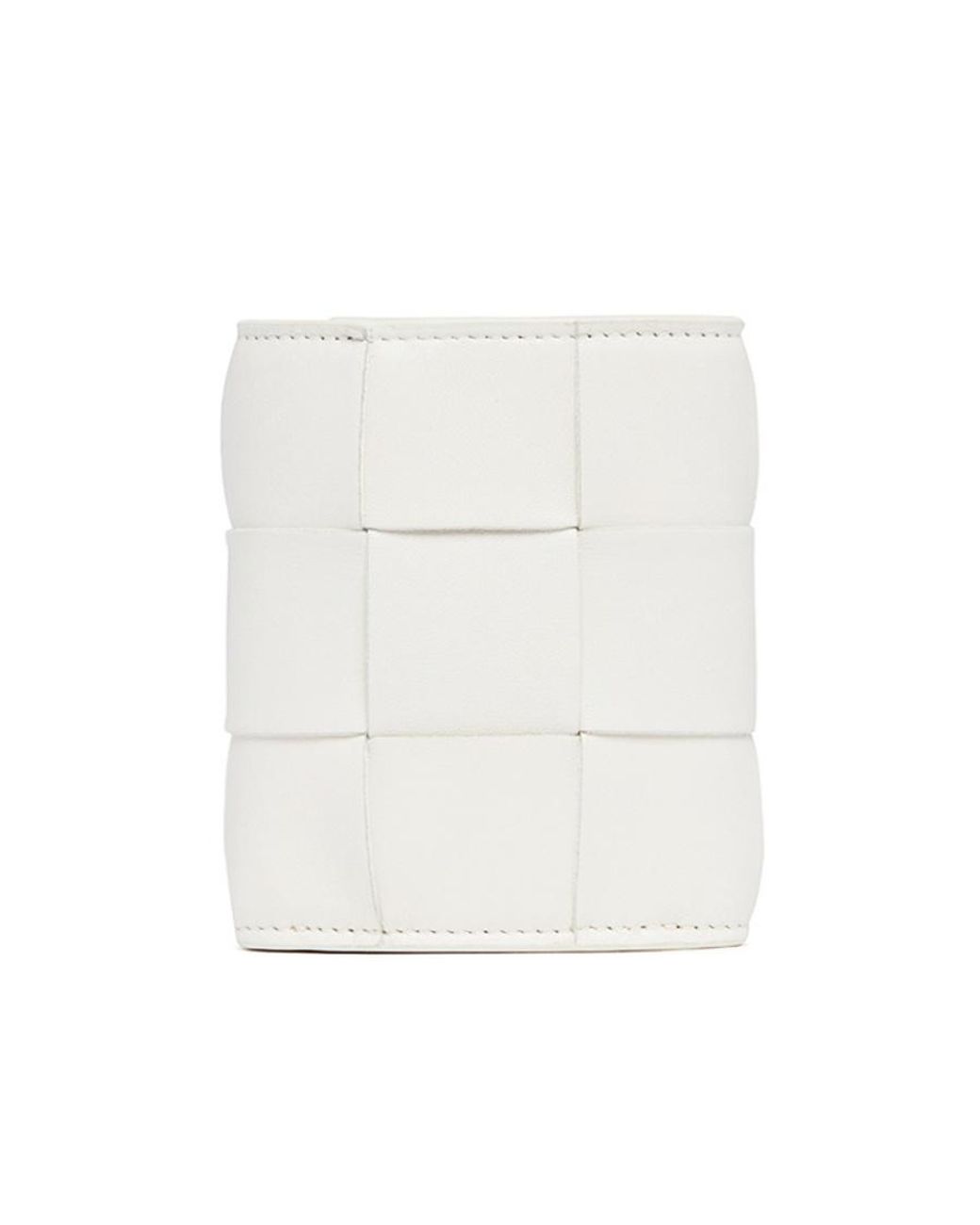 Bottega Veneta White Small Cassette Tri-Fold Zip Wallet