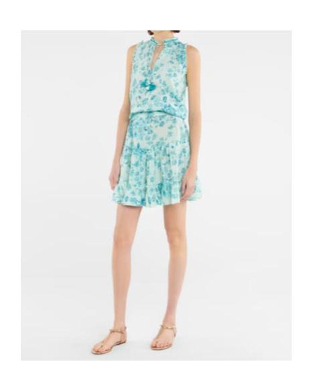 Poupette Blue Clara Tasseled Printed Minidress