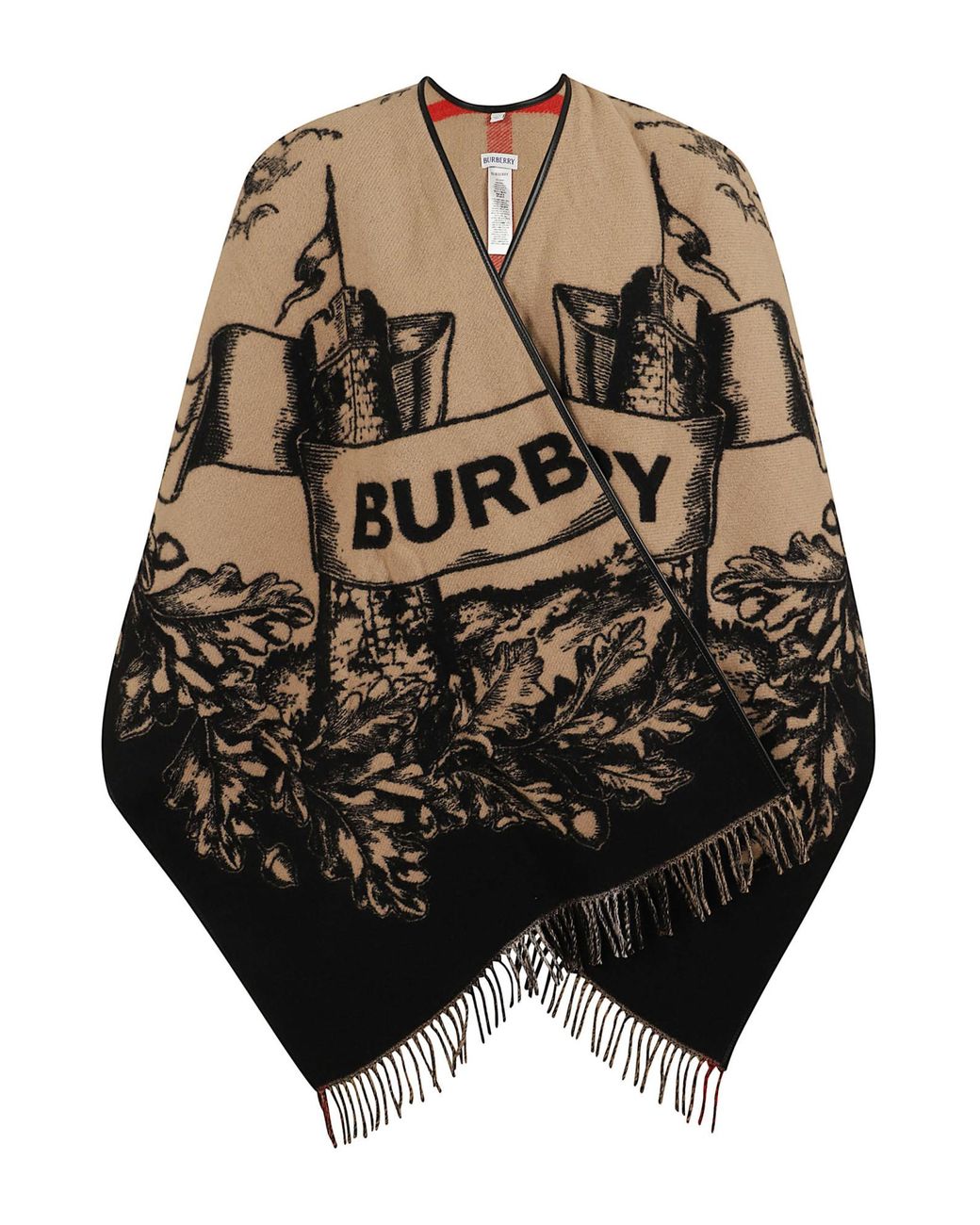 Burberry Multicolor Equestrian Knight Fringed-Edge Cape