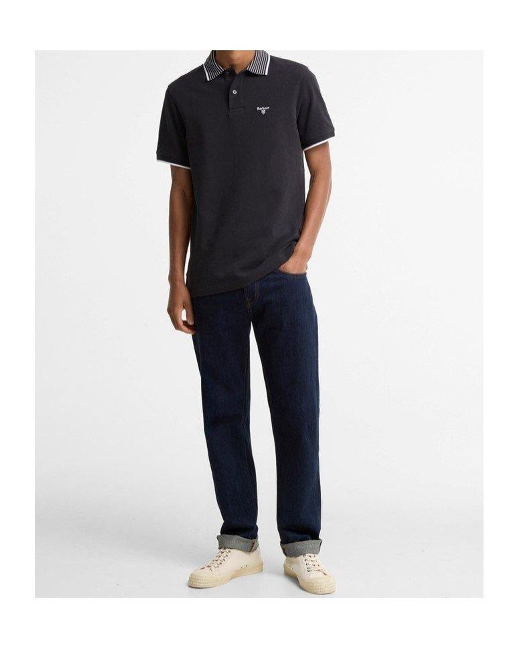 Barbour Black Short-Sleeved Polo Shirt for men