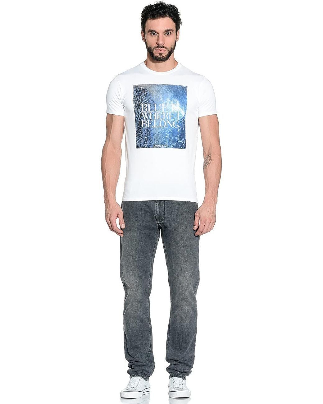 Armani Jeans White Logo Details T-Shirt for men
