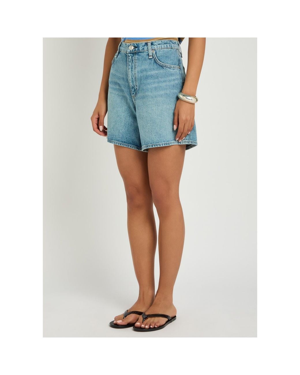 Rag & Bone Blue High-Waist Denim Shorts