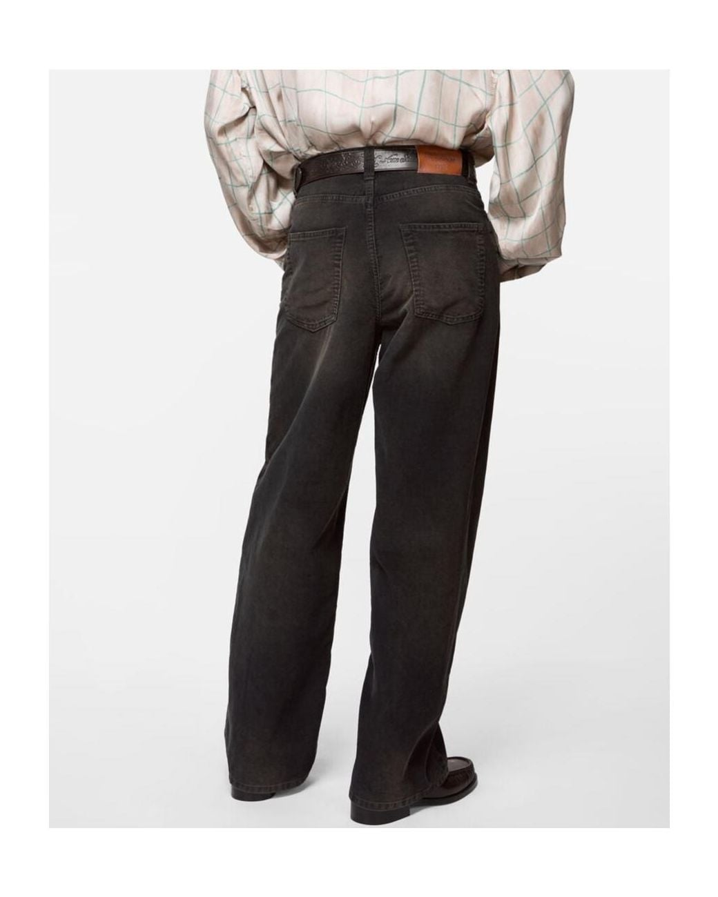 Acne Black Logo Patch Wide-Leg Jeans for men