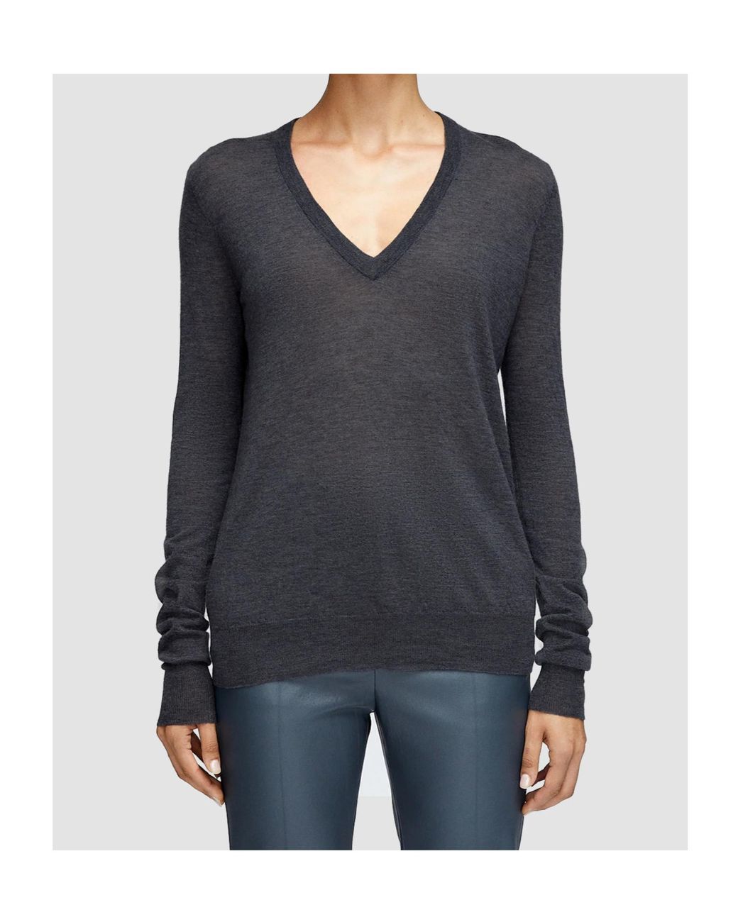 Joseph Gray V-Neck Wool Sweater