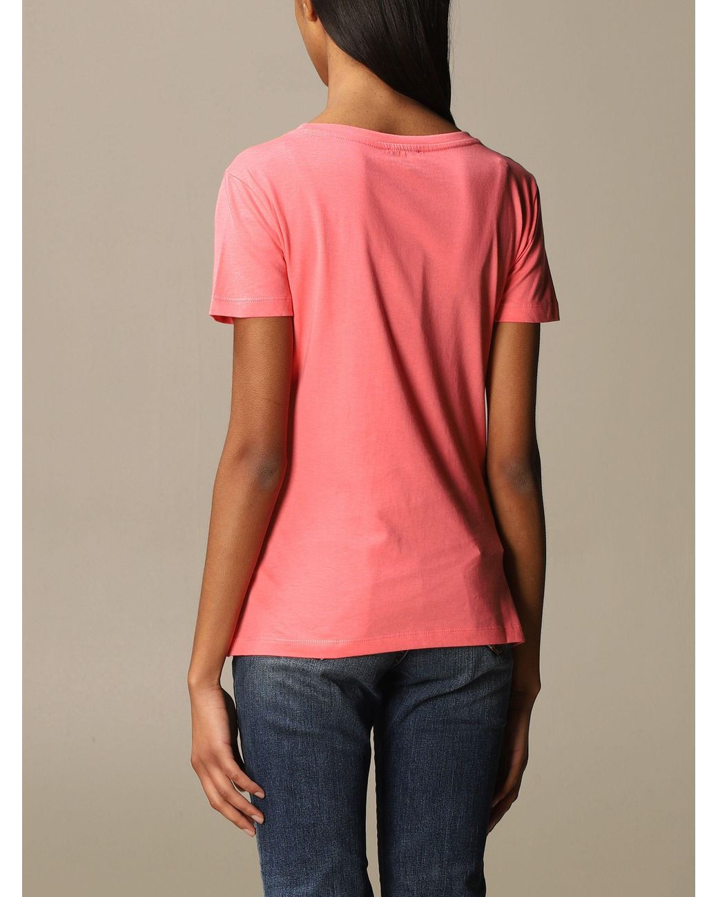 Emporio Armani Pink Crew Neck Logo T-Shirt