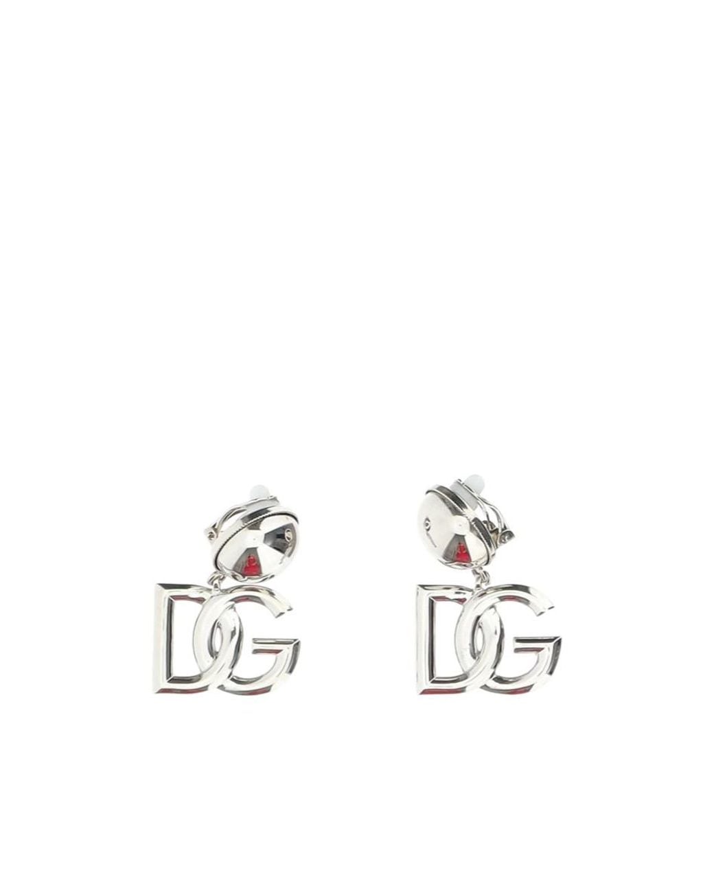 Dolce & Gabbana White Interlocking Logo Earrings