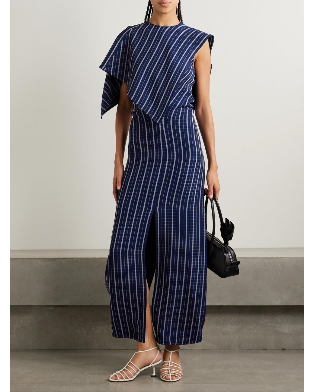 Proenza Schouler Blue Checked Stretch-Crepe Maxi Dress