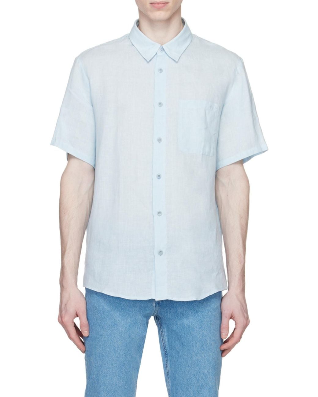A.P.C. Blue Buttoned Short Sleeved Shirt for men
