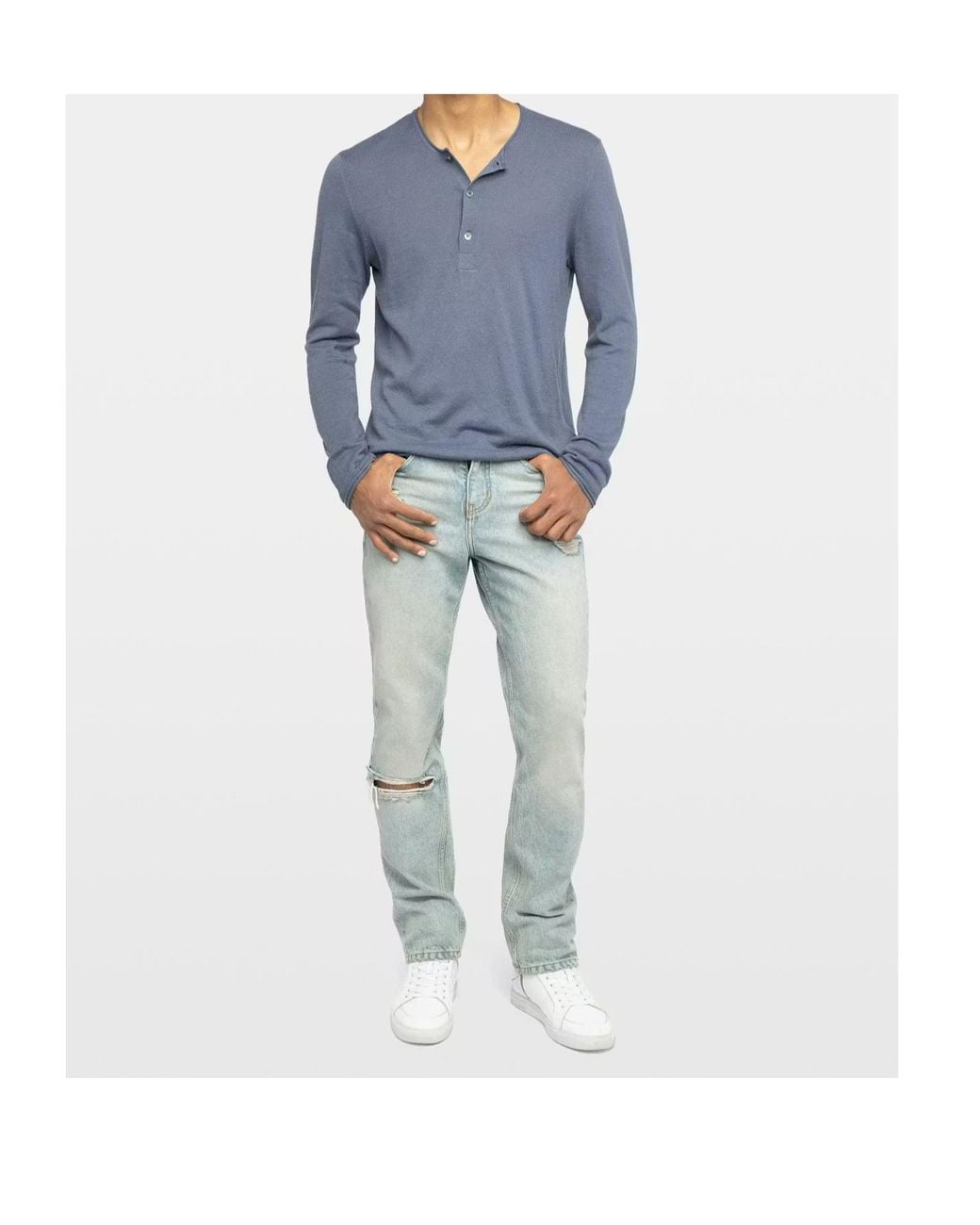 Zadig & Voltaire Blue Logo-Detail Long-Sleeve Sweater for men