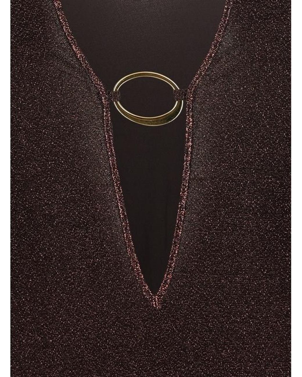 Oseree Brown Metallic Stretch-Knit Kaftan