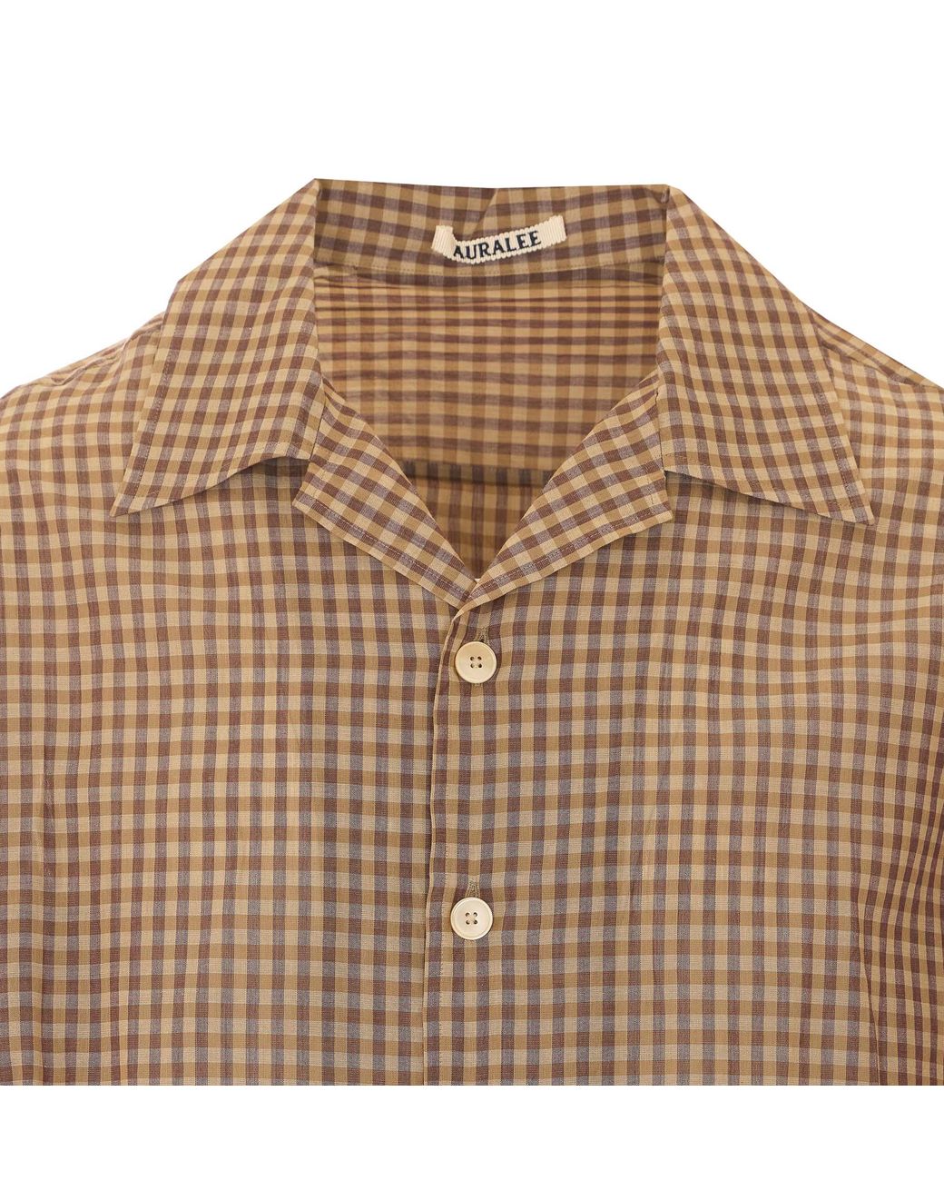 Auralee Brown Gingham-Check Short-Sleeved Shirt for men
