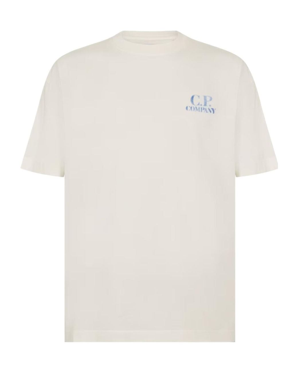 C P Company White Logo Crew Neck T-Shirt for men