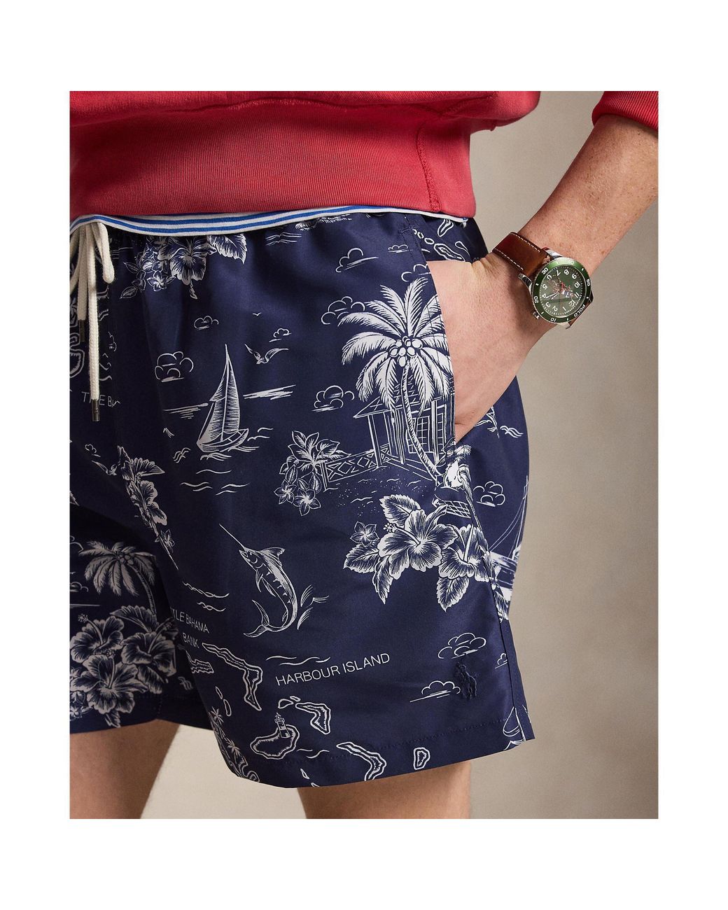 Polo Ralph Lauren Blue Printed Swimming Trunks for men