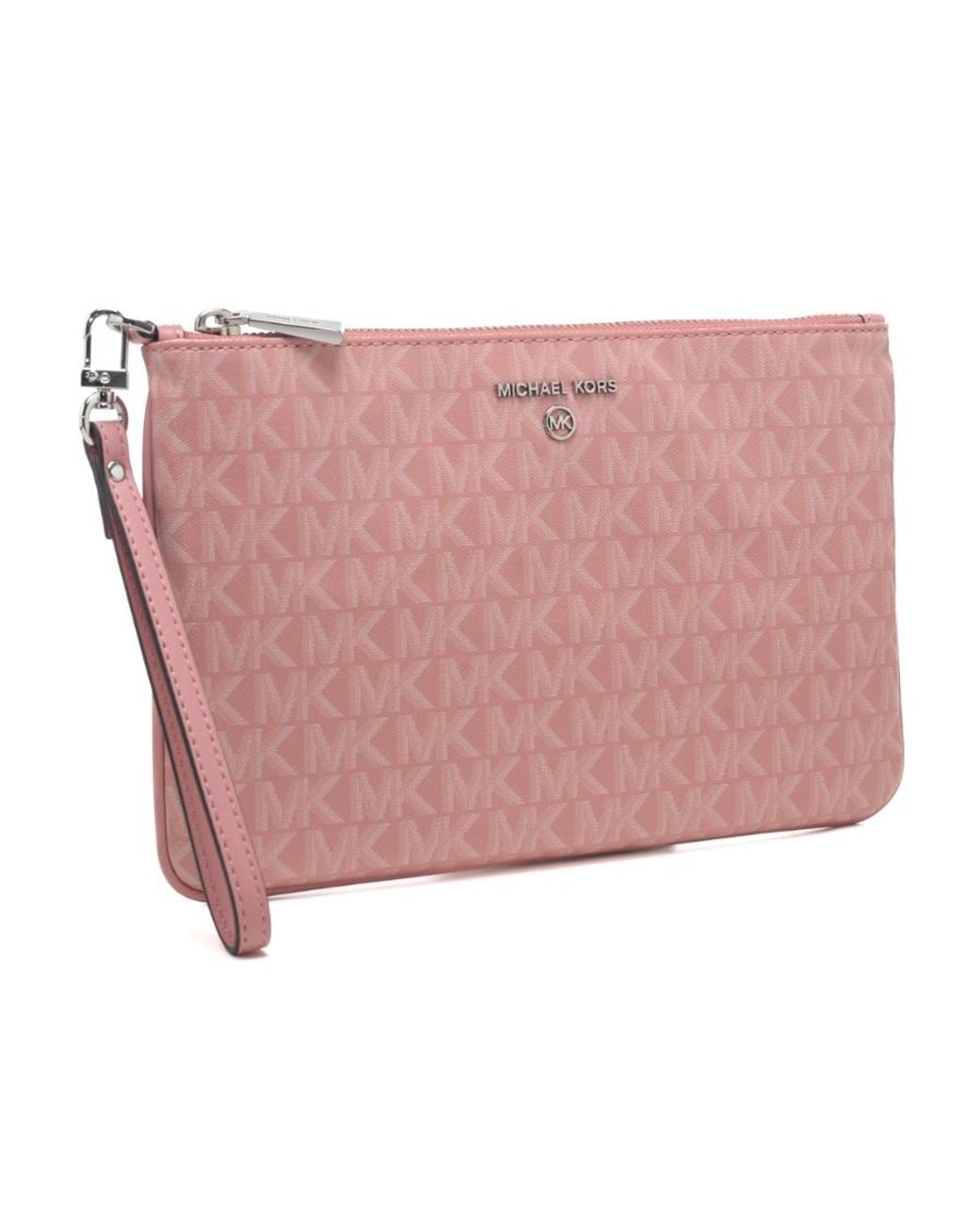 Michael Kors Pink Jet Set Charm Logo-Plaque Wristlet