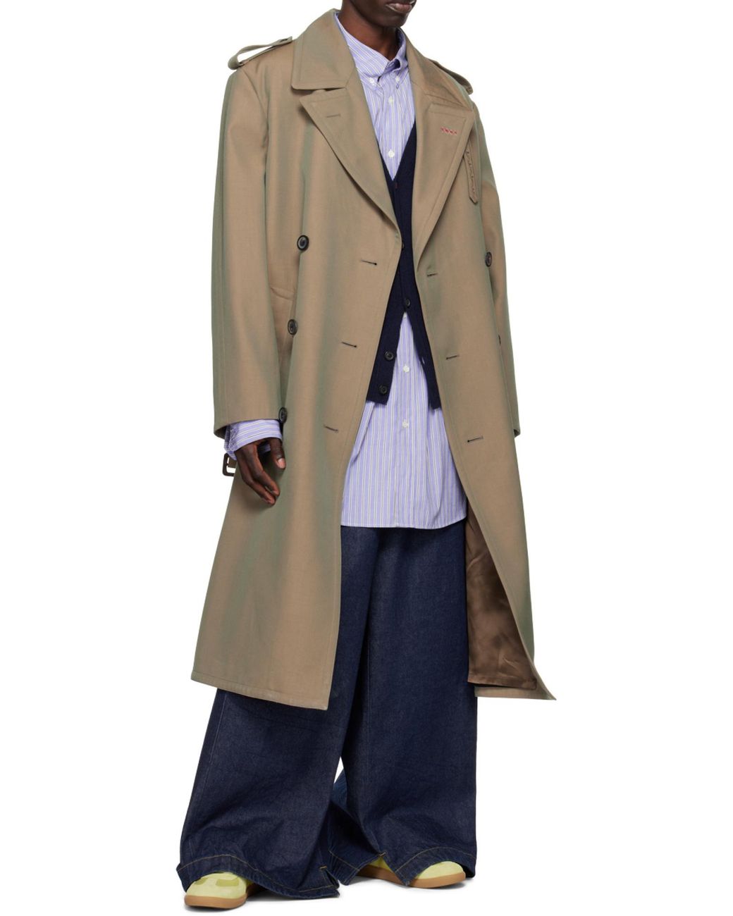 Maison Margiela Blue Buttoned V-Neck Cardigan for men