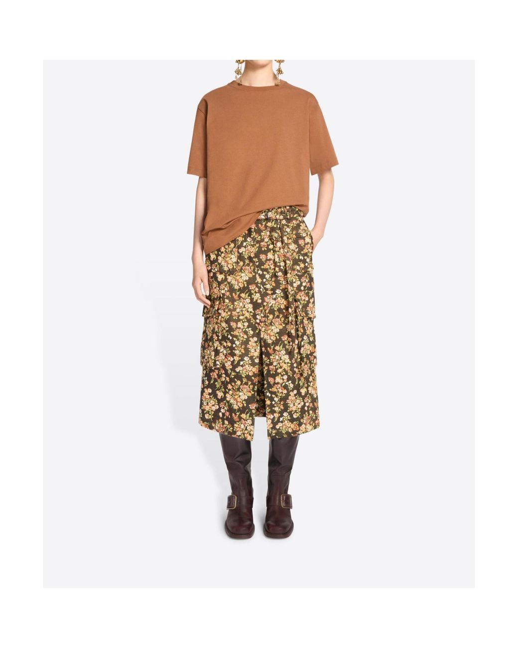 Dries Van Noten Metallic Floral Cargo Skirt