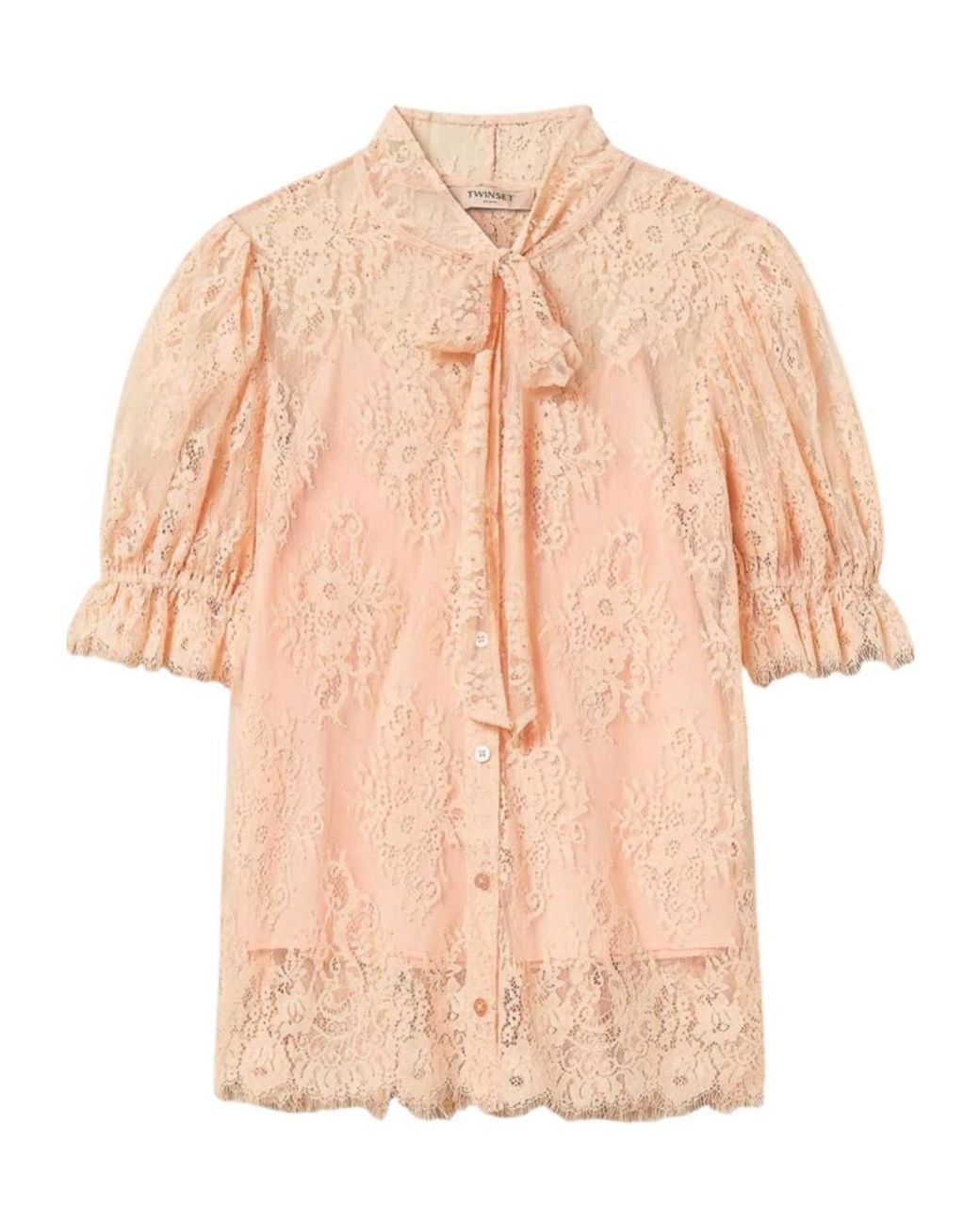 Twinset Natural Lace Bow Shirt