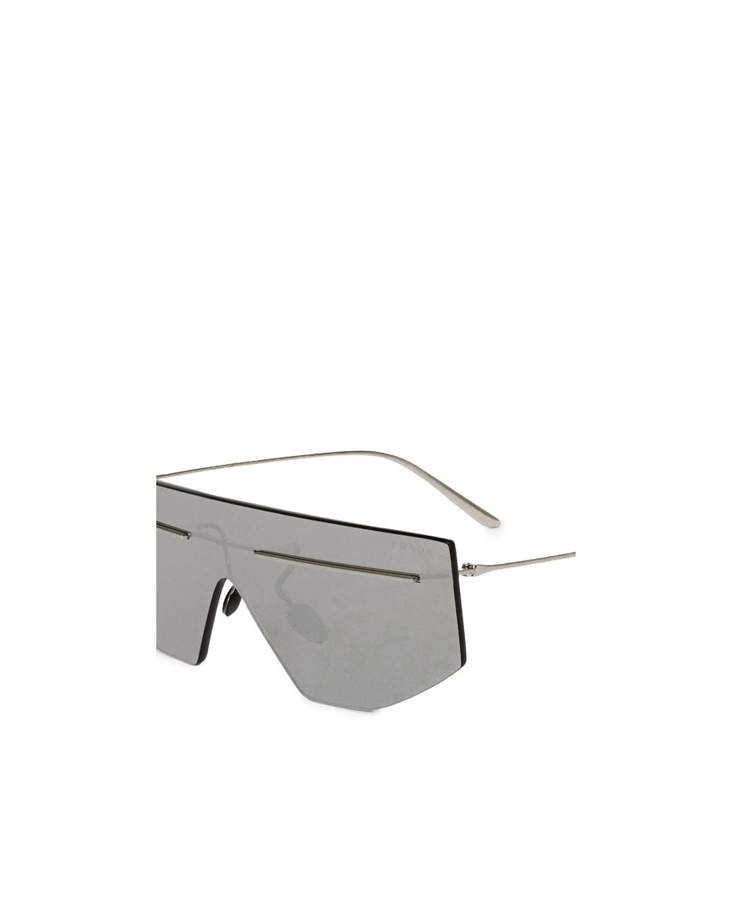 Prada Gray Rimless Shieldstyle Sunglasses for men