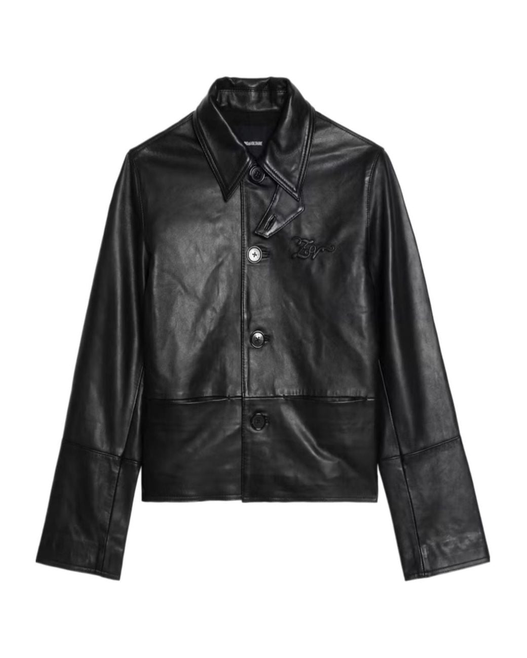 Zadig & Voltaire Black Lessa Buttoned Leather Jacket