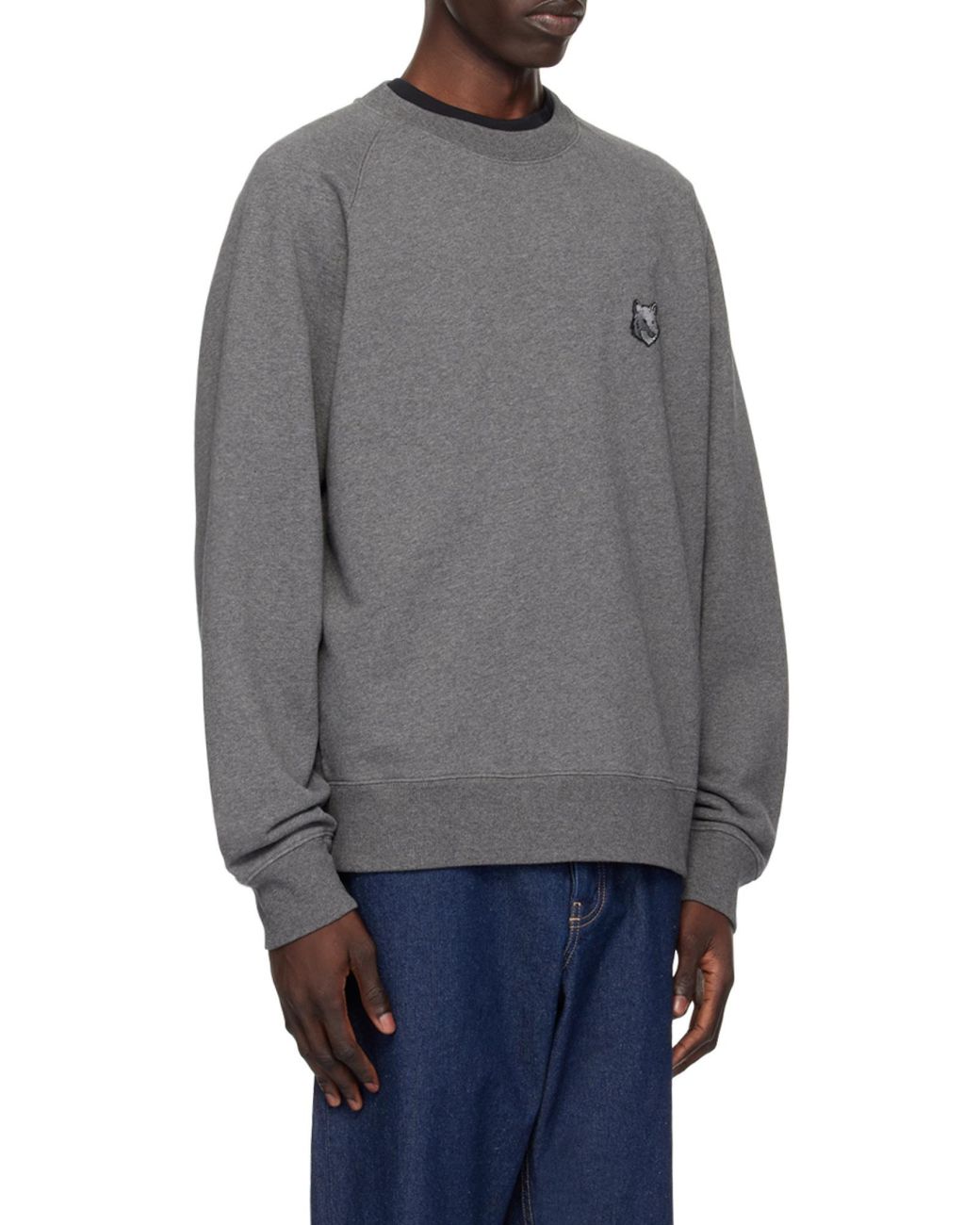 Maison Kitsuné Gray Maison Kitsuné Bold Fox Head Patch Oversized Sweatshirt for men