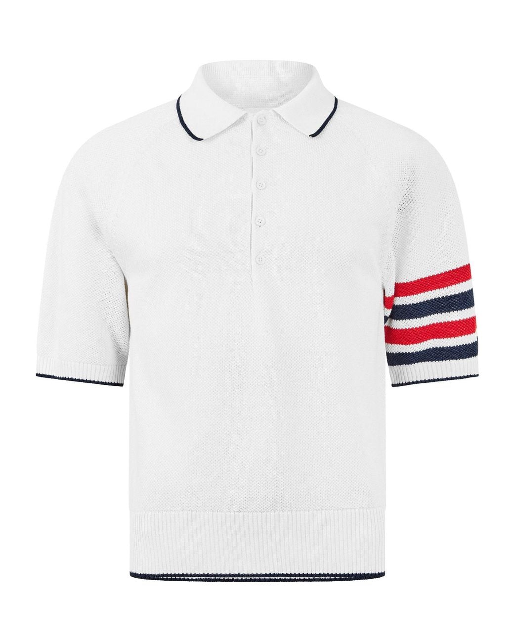Thom Browne White Short-Sleeve Polo Knit Top for men