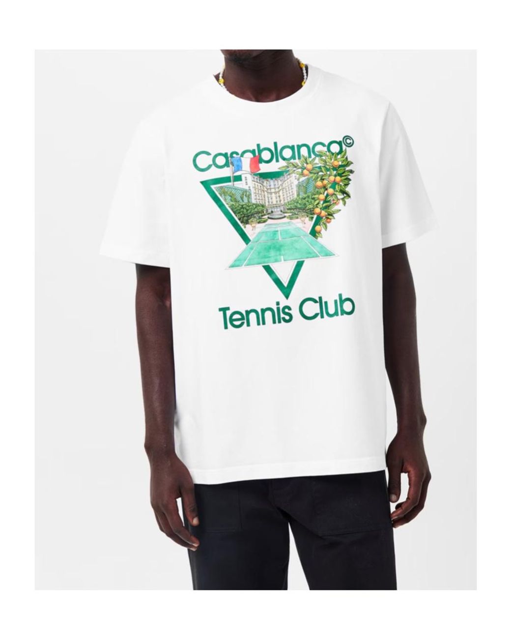 Casablanca White Logo Crew Neck T-Shirt for men
