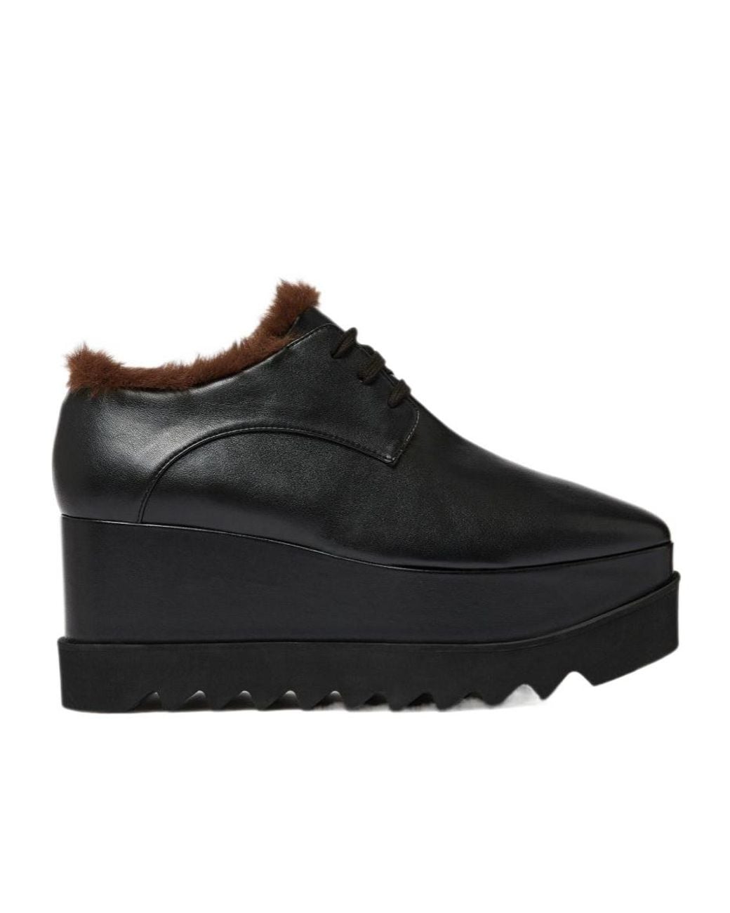 Stella McCartney Black Elyse Faux-Fur Lace-Up Shoes