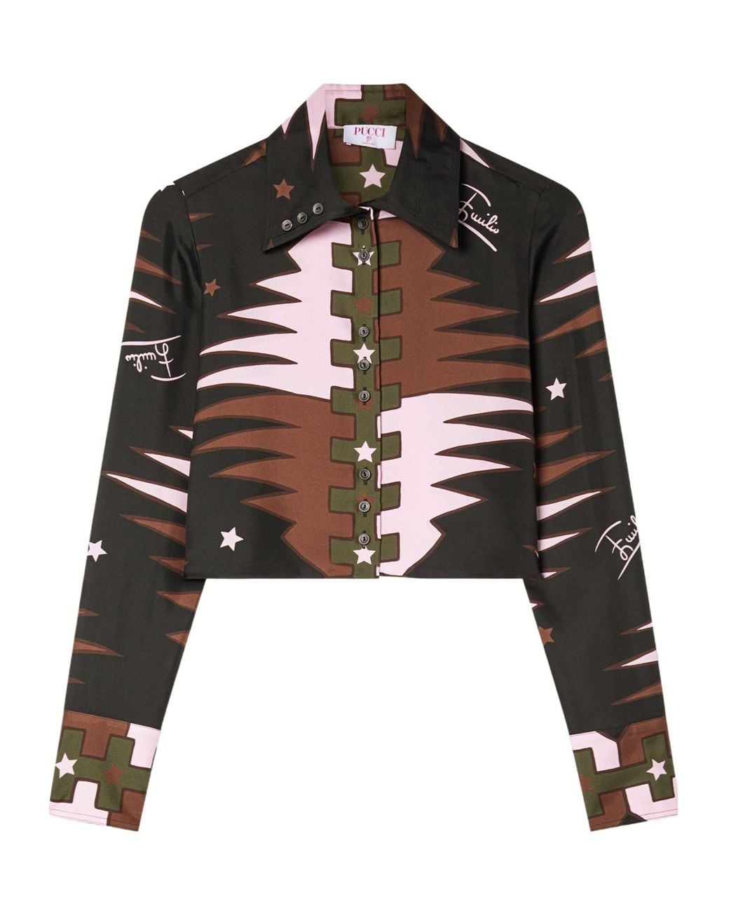 Emilio Pucci Black Pucci Printed Cropped Shirt