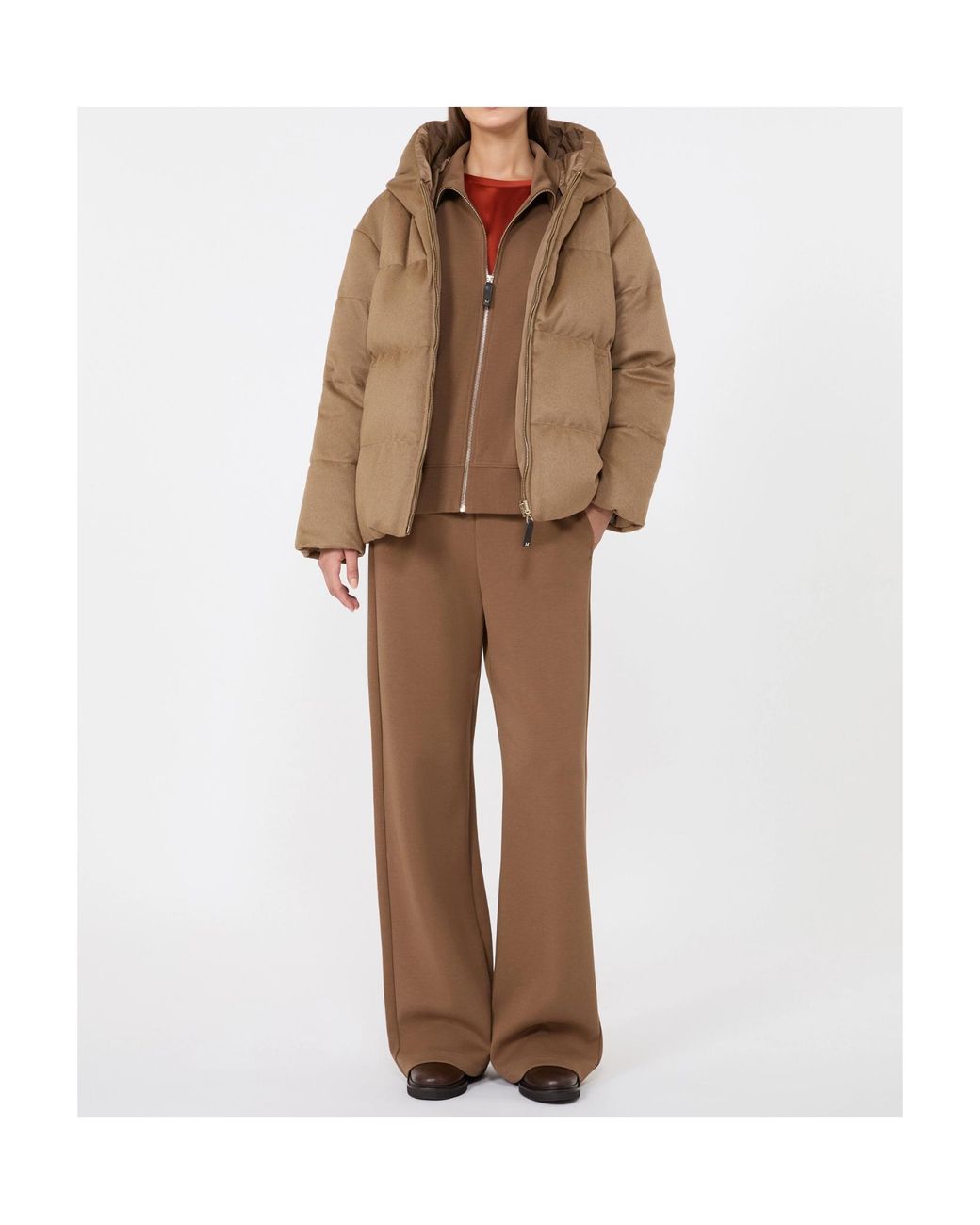 Max Mara Brown Reversible Camel Puffer Jacket