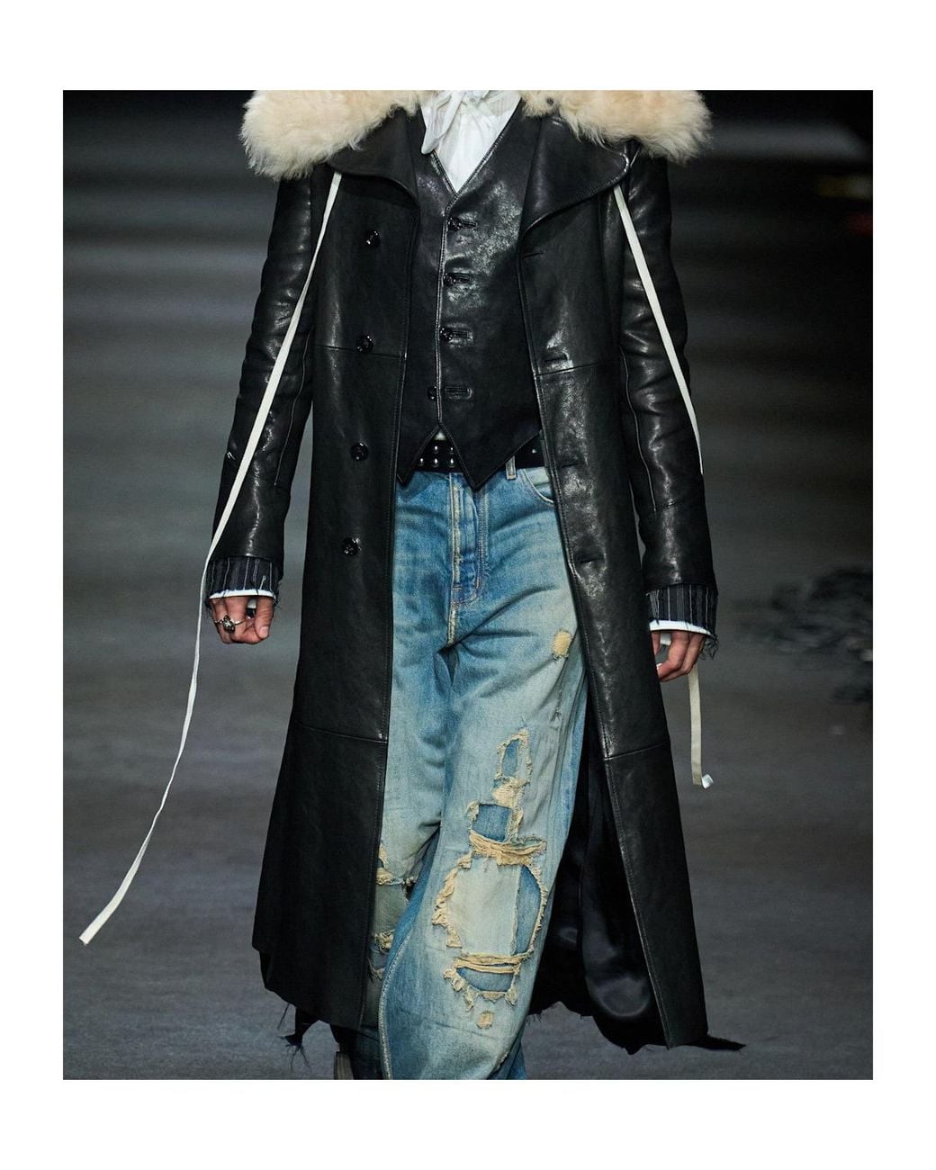 Ann Demeulemeester White Studded Belt for men