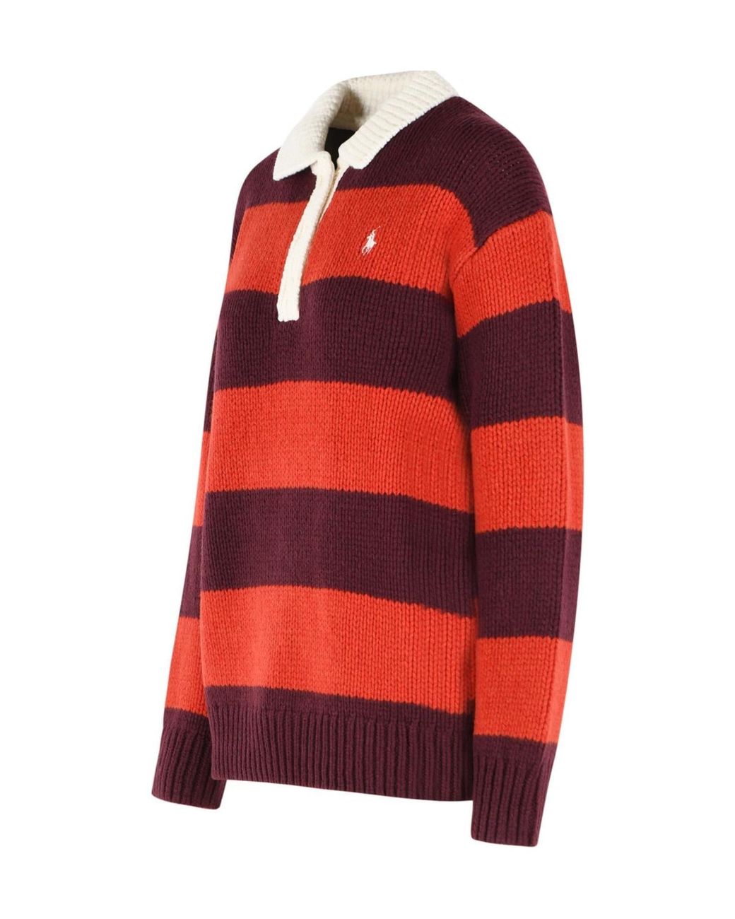 Polo Ralph Lauren Red Striped Wool-Blend Rugby Sweater