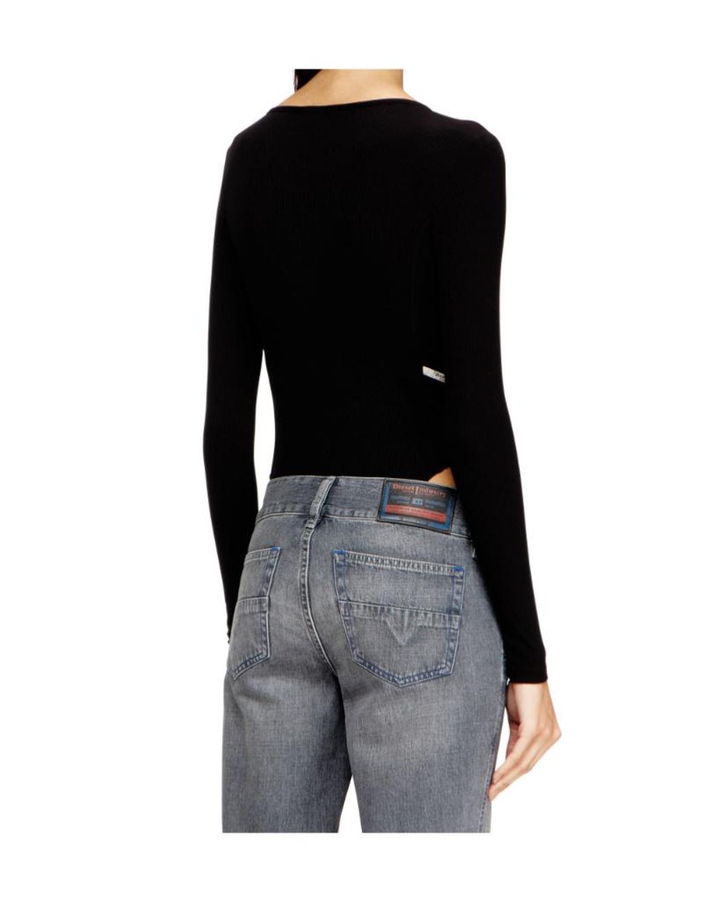DIESEL Black T-Bodyn Ribbed Thong Bodysuit