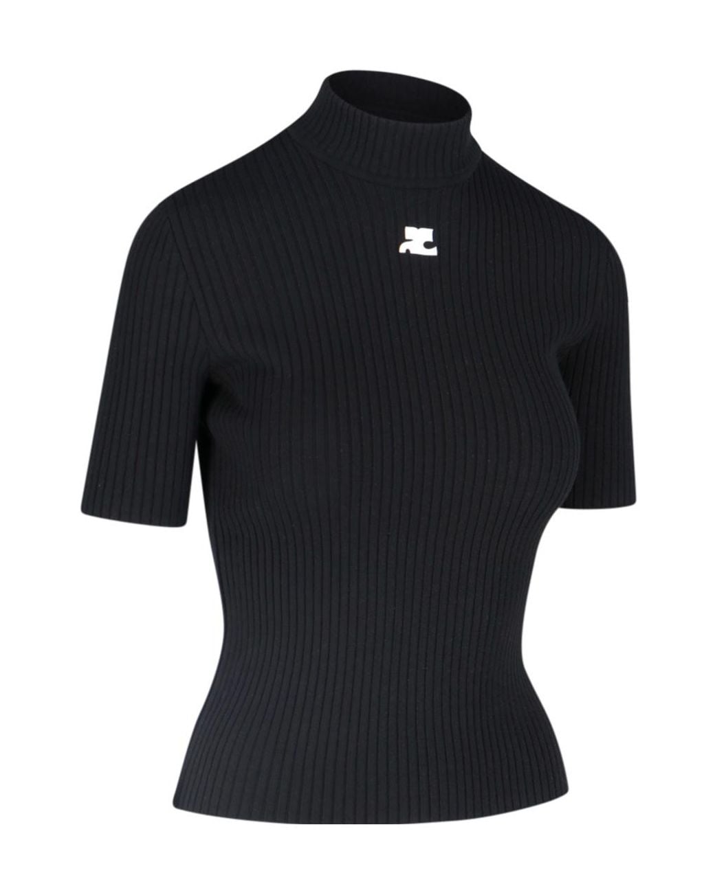 Courreges Black Courrèges Reedition Short-Sleeved Ribbed Jumper