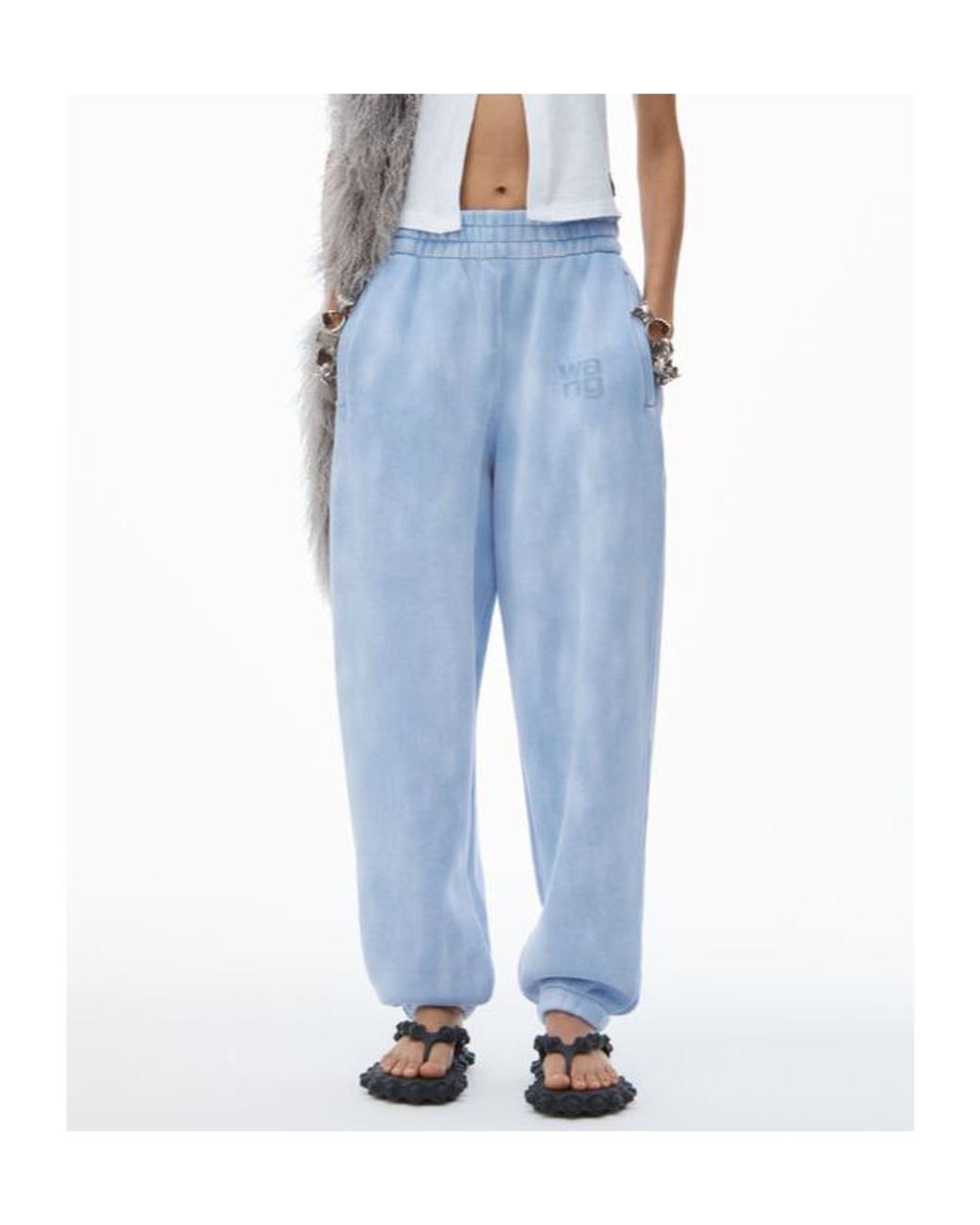 T By Alexander Wang Blue Alexander Wang Essential Terry Ribbed Hem Joggers