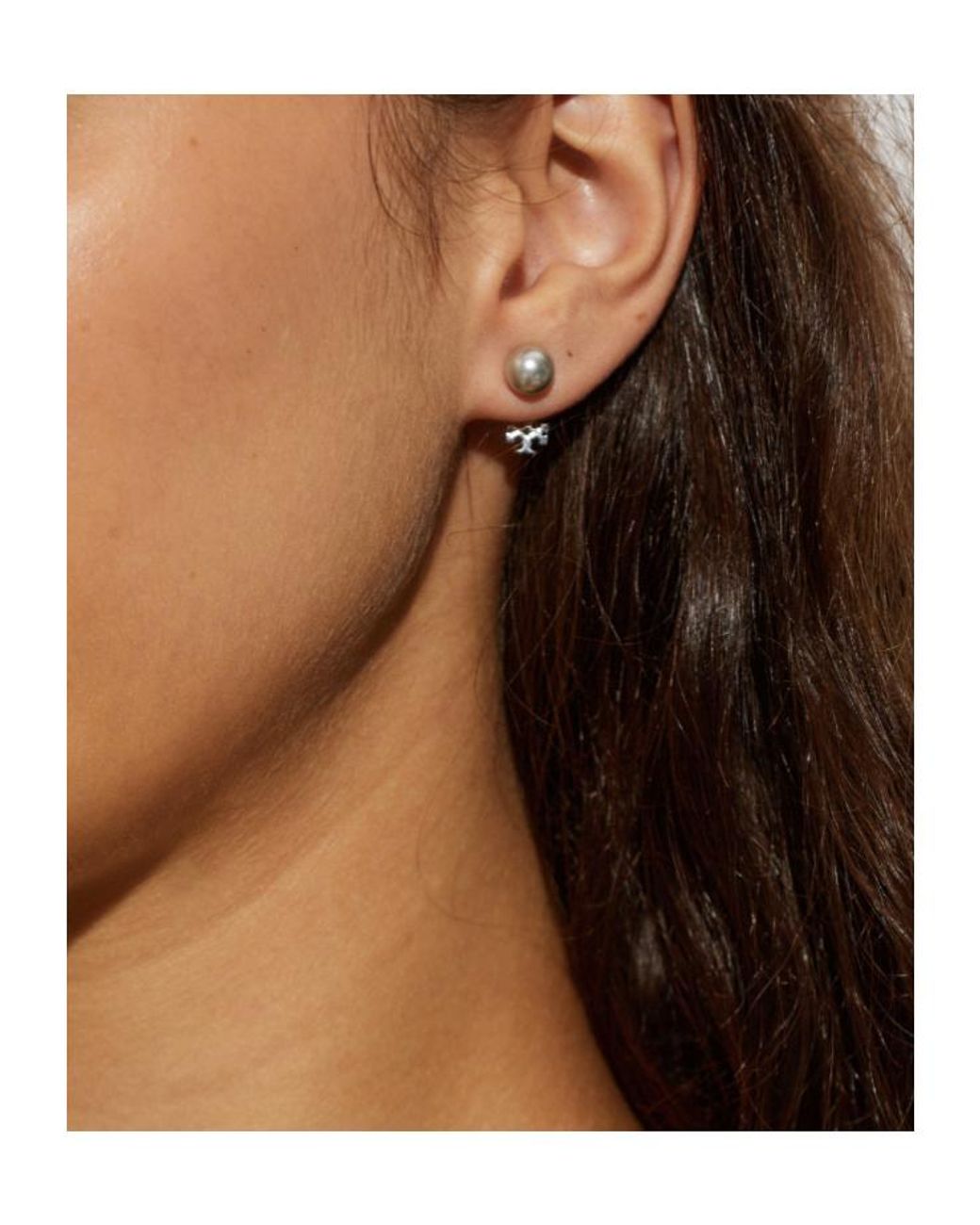 Tory Burch White Glass Bead Earrings