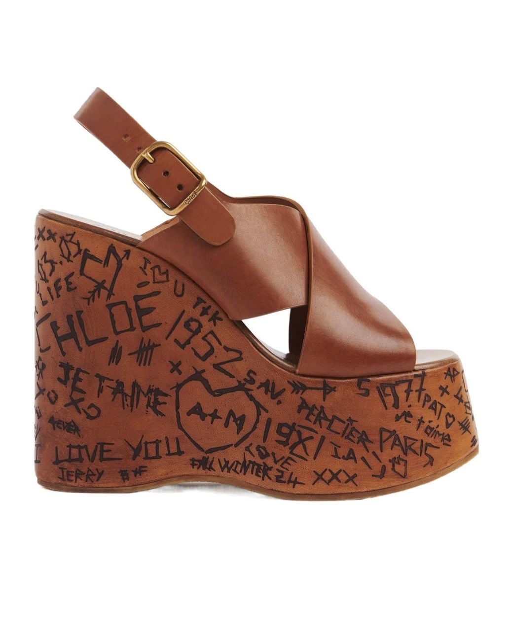 Chloé Brown Maxime Wedge Sandals