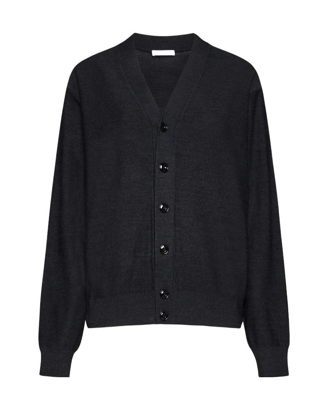 Lemaire Black V-Neck Long Sleeved Cardigan for men
