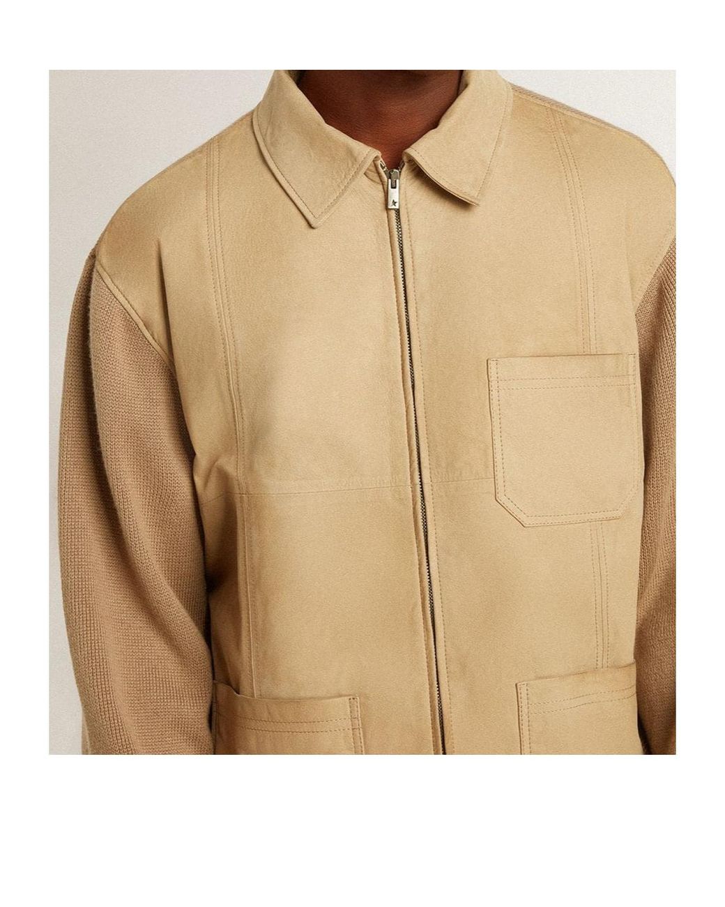 Golden Goose Deluxe Brand Natural Long Sleeved Zipped Jacket for men