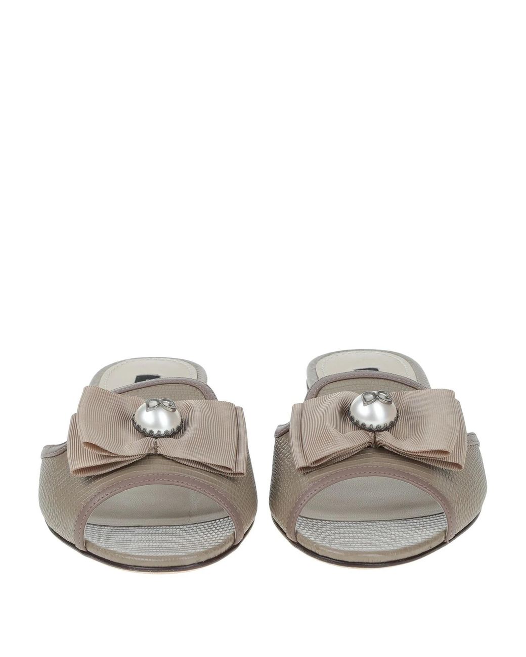Dolce & Gabbana White Two-Tone Leather Slippers