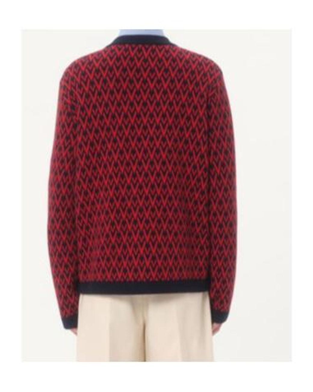 Valentino Red Geometric Patterned V-Neck Cardigan for men
