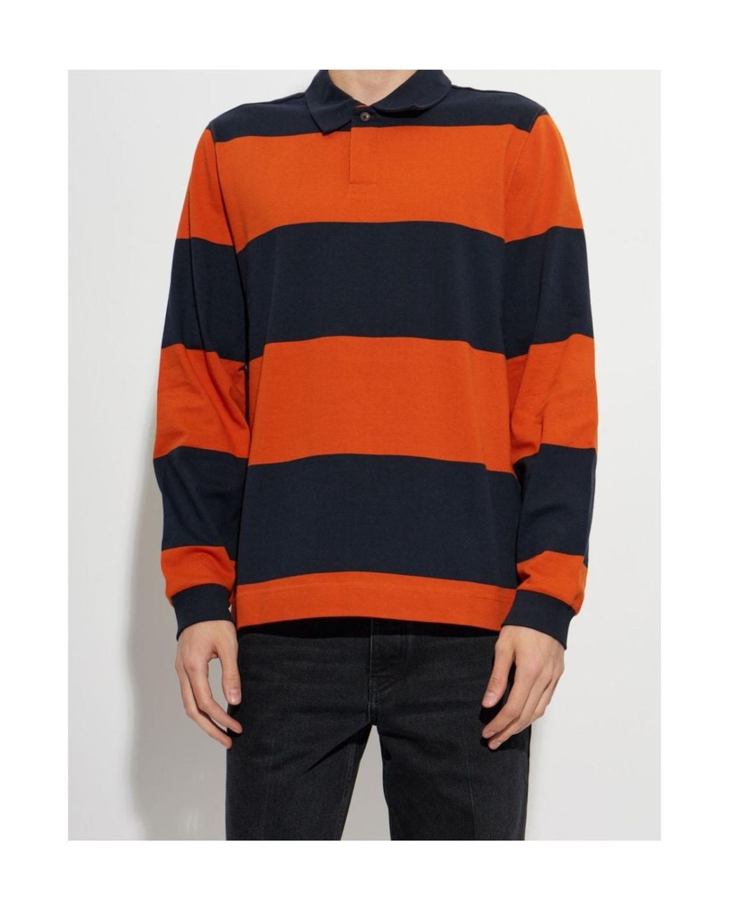 Paul Smith Orange Ps Paul Smith Striped Long-Sleeve Polo Shirt for men