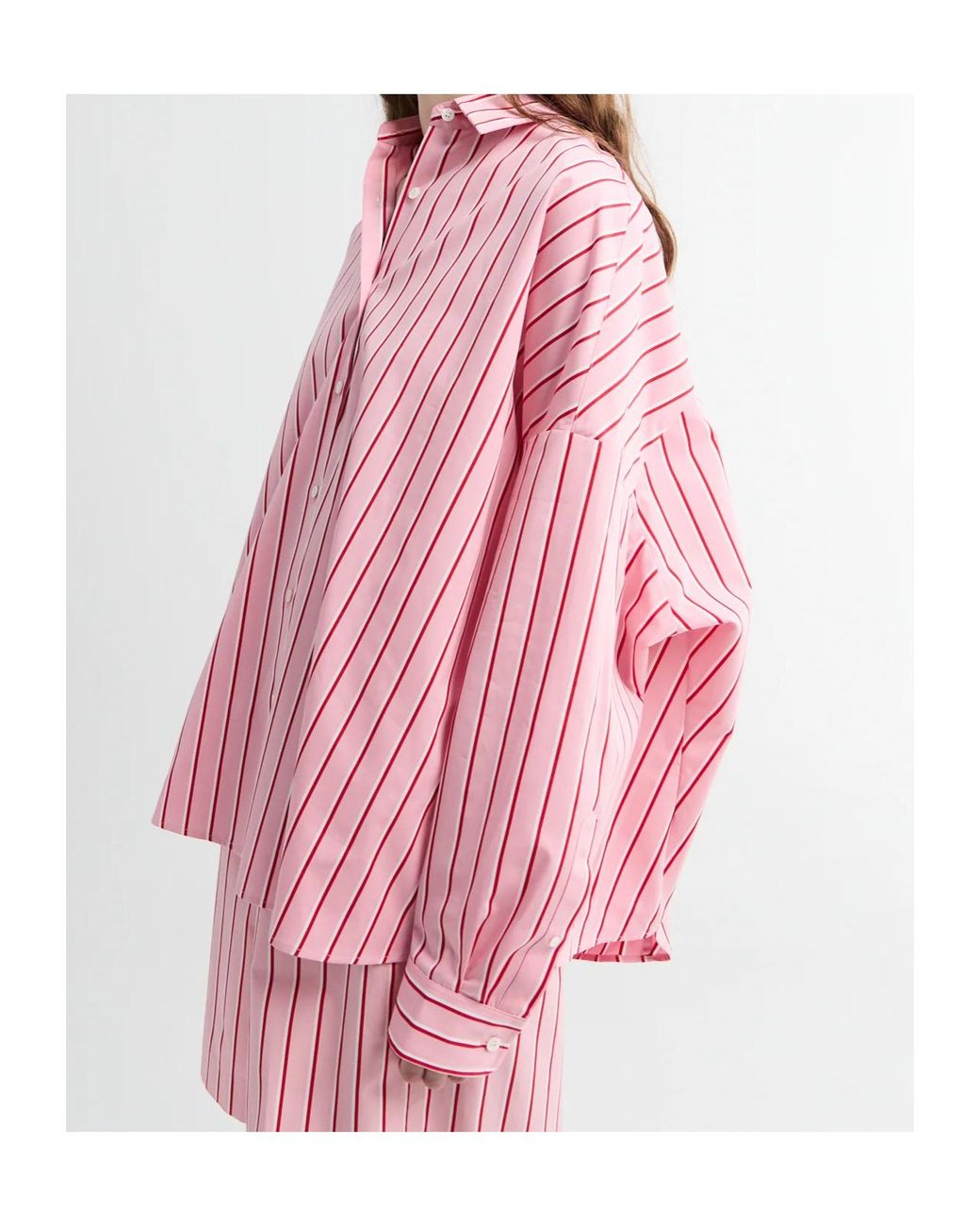 Dries Van Noten Pink Casia Oversized Striped Shirt